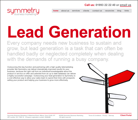 lead-generation1 Symmetry Business Marketing Website design
