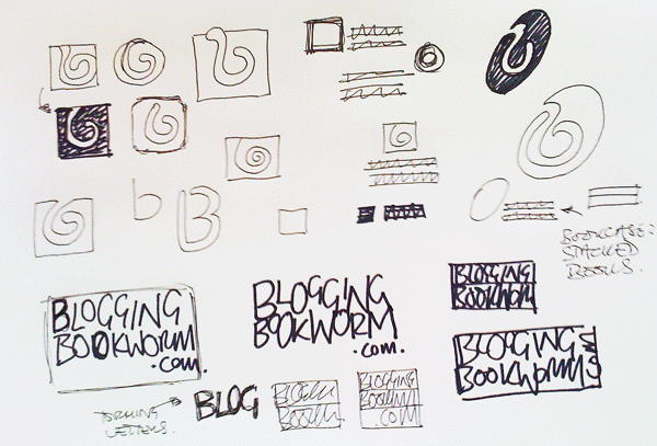Logo design process sketches