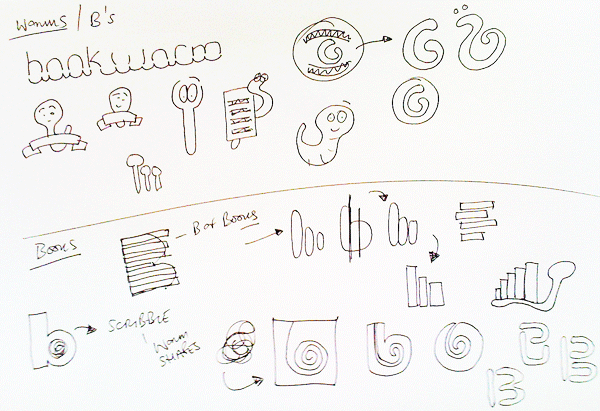 Logo design process sketches
