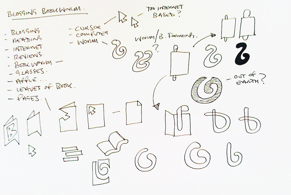 Logo design process sketches