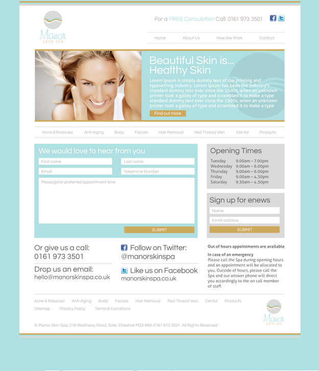 Manor Skin Spa Website Design