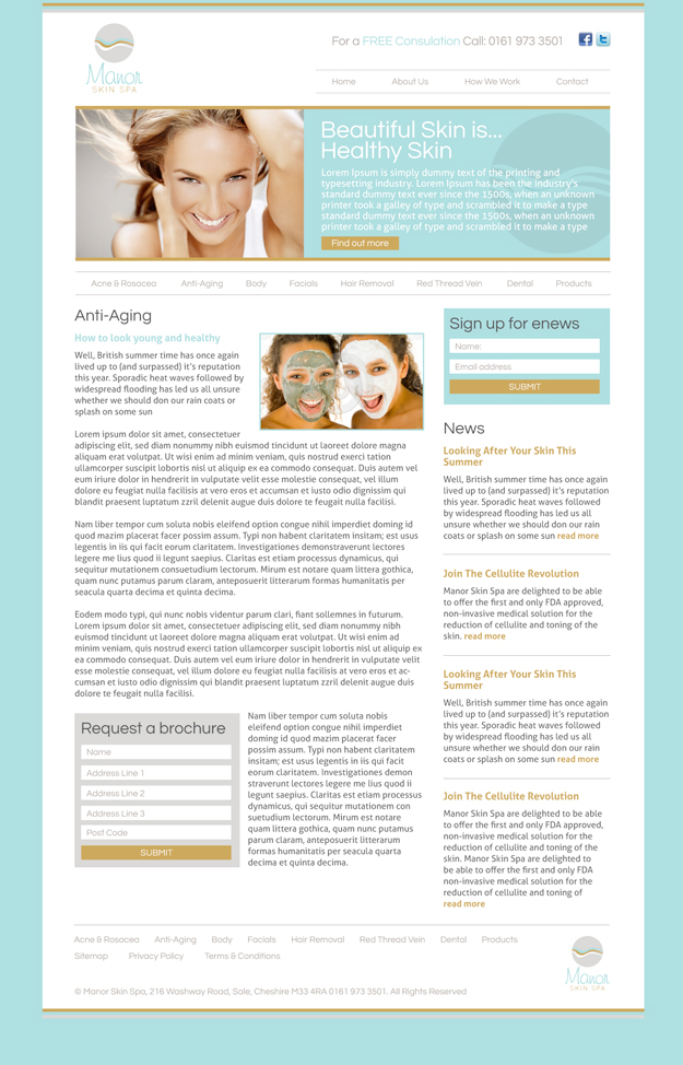Manor Skin Spa Website Design
