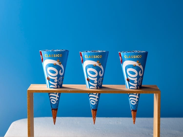 Cornetto rebrand, cones in wood holder